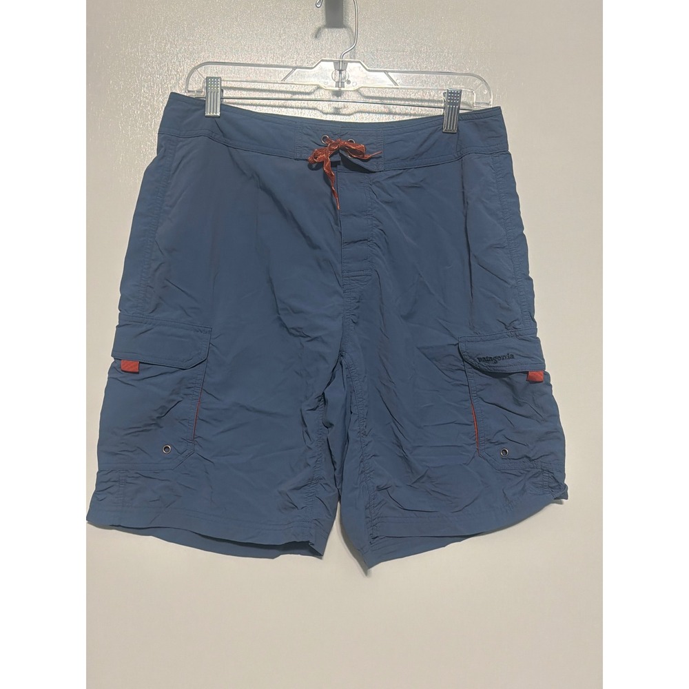 Patagonia Mens Blue Cargo Board Shorts Swim Trunks Size 32 Nylon Hiking Surf